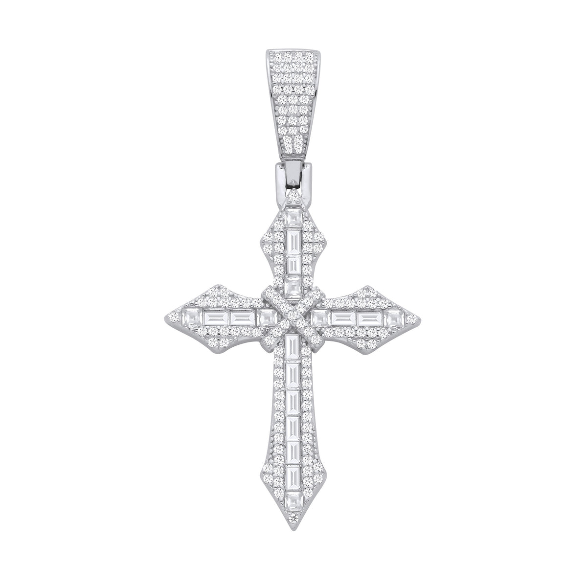 Silver CZs Pointed Cross