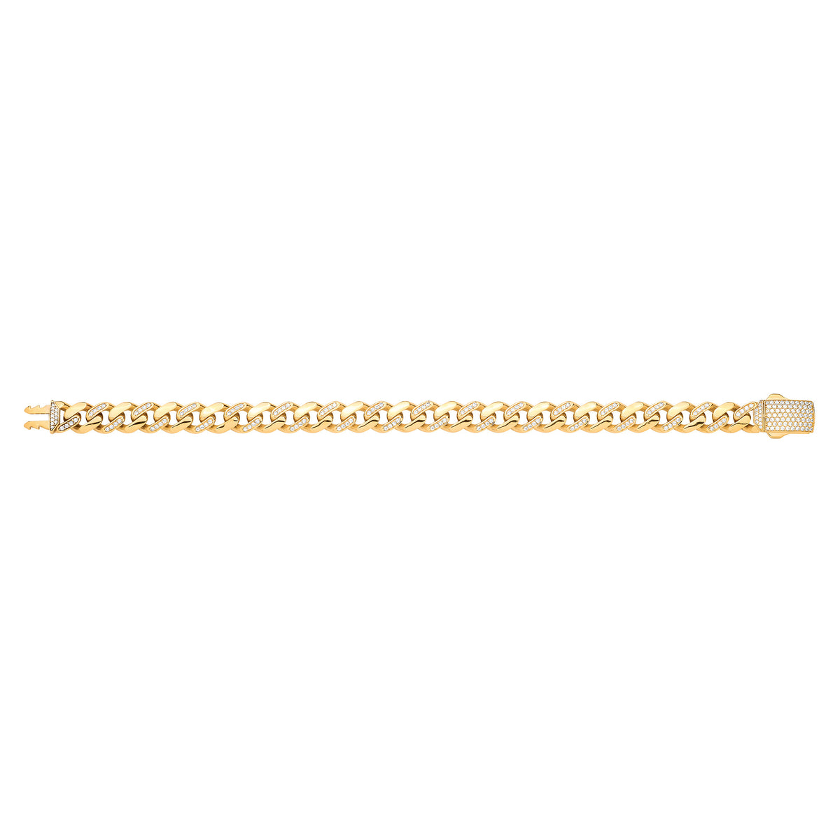 Y/G Cz Curb 9mm Gents Bracelet