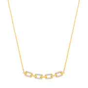 Silver 18ct YG Plated Necklace with CZ Paper Clip Pendant
