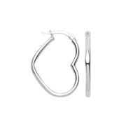 Silver Heart Hoop Earrings