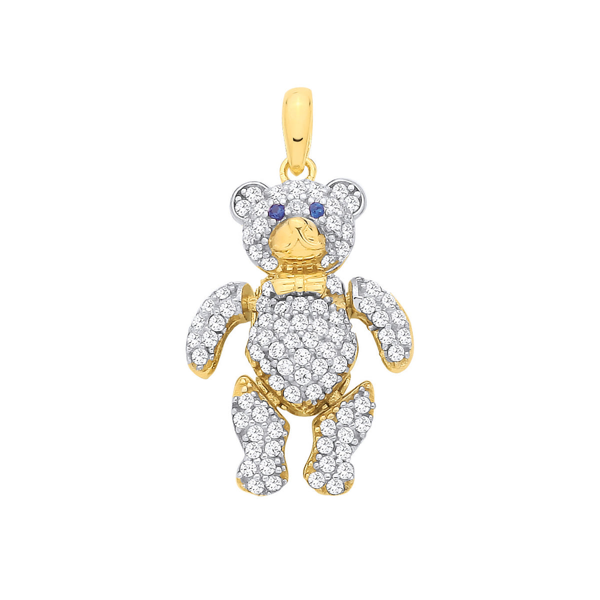 Y/G CZ 3D Teddy bear Pendant