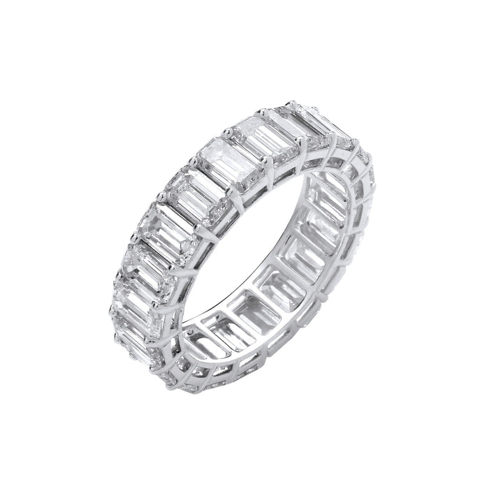 18ct White Gold 6.00ctw Emerald Cut Lab Grown Diamond Eternity Ring IGI Certified