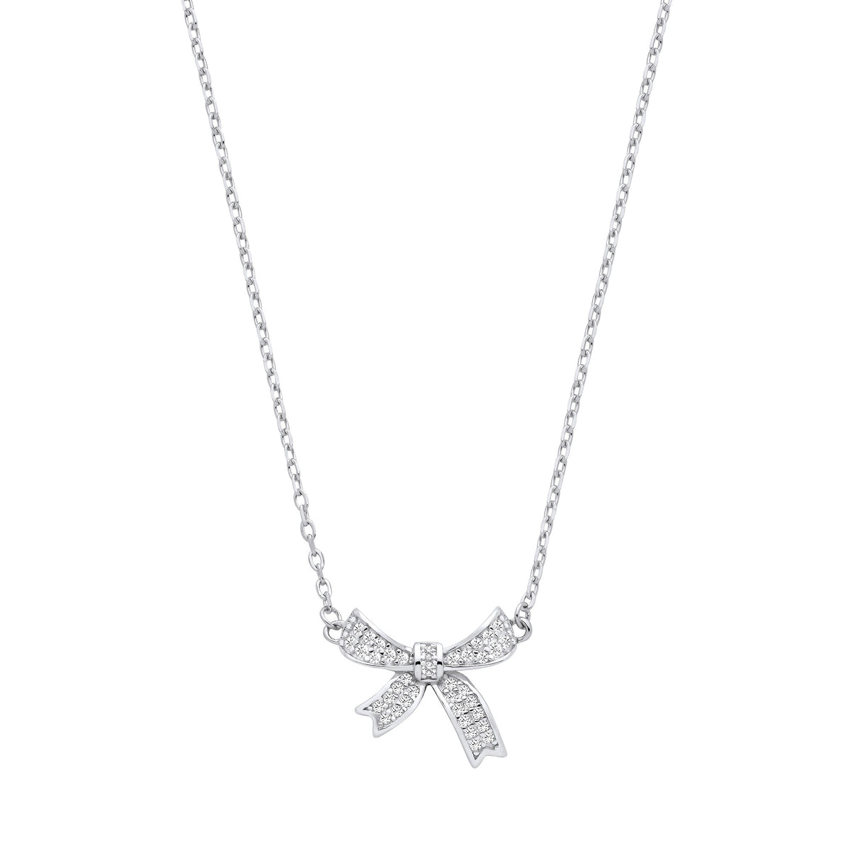 Silver CZ Bow Pendant Chain/Bracelet