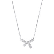 Silver CZ Bow Pendant Chain/Bracelet