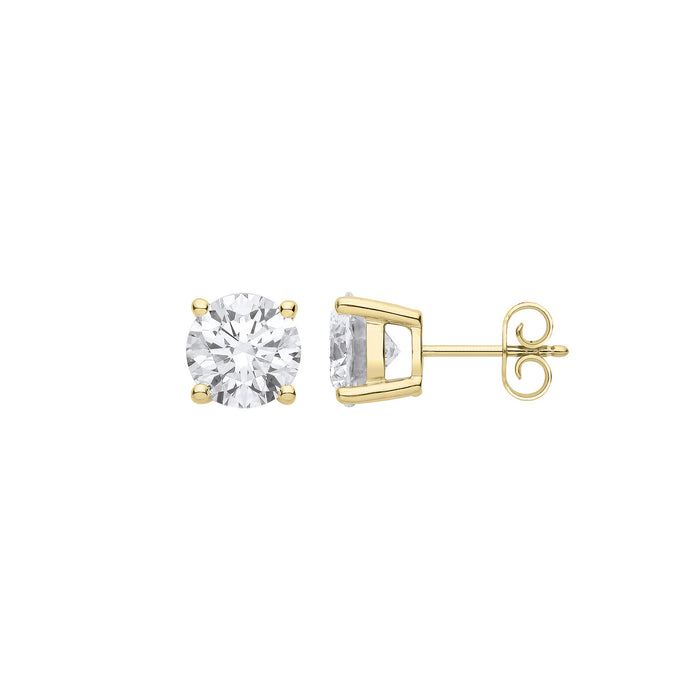 18ct Yellow Gold 3.00ctw Solitaire LAB GROWN Diamond Earrings IGI Certified