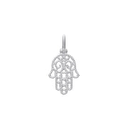 Silver Hamsa Hand Beaded Pendant