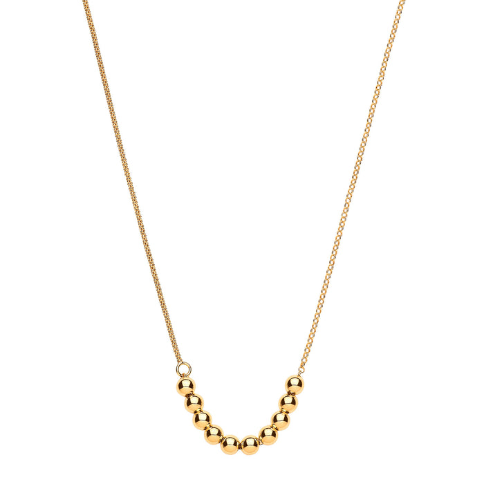 Silver YG Plated Necklace with Beads on Belcher & Popcorn Chains