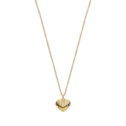 Silver YG Plated Heart Ribbed Pendant Chain
