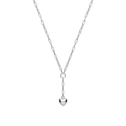 Silver Chain Paper Clip Link with Heart Drop Pendant