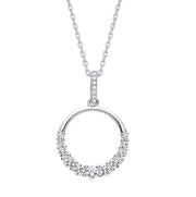 Circle of Life with Graduated CZs Silver Pendant with Chain