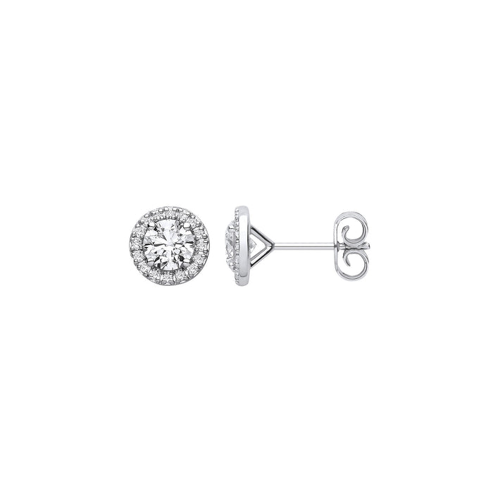 9ct White Gold 1.16ctw Solitaire LAB GROWN Diamond Halo Earrings IGI Certified
