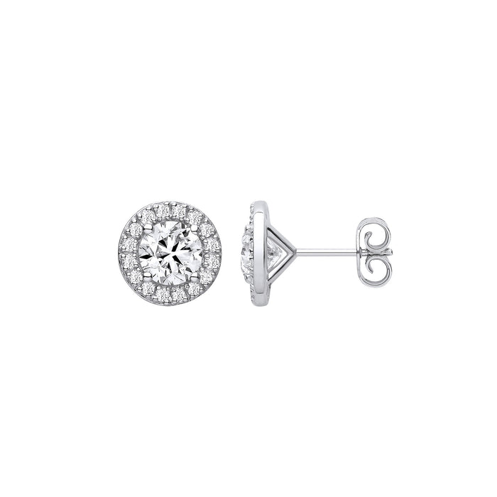 9ct White Gold 2.38ctw Solitaire LAB GROWN Diamond Halo Earrings IGI Certified