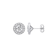 9ct White Gold 2.38ctw Solitaire LAB GROWN Diamond Halo Earrings IGI Certified