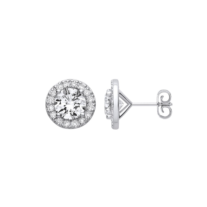 9ct White Gold 3.54ctw Solitaire LAB GROWN Diamond Halo Earrings IGI Certified