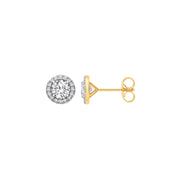 9ct Yellow Gold 1.16ctw Solitaire LAB GROWN Diamond Halo Earrings IGI Certified