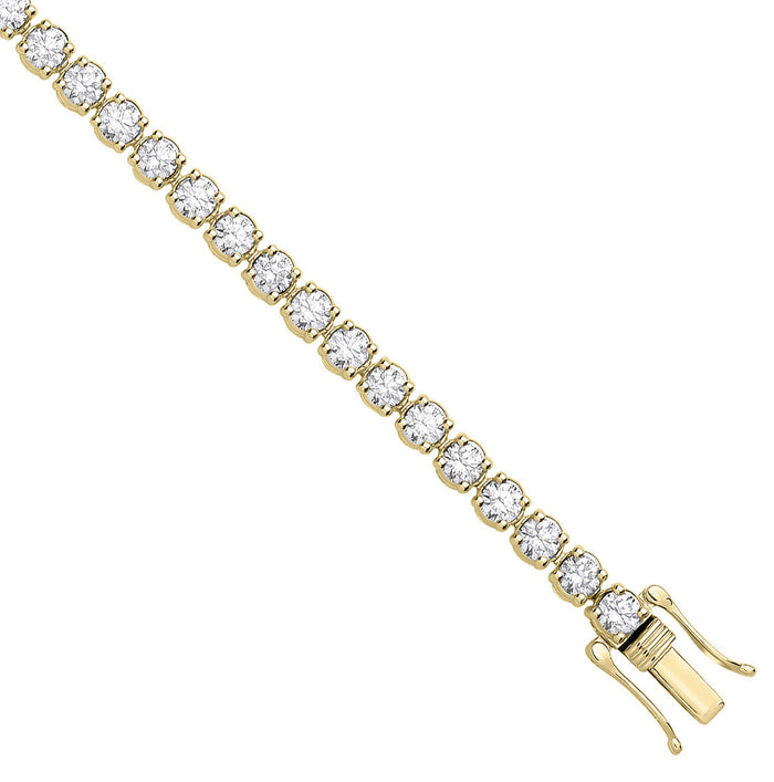 9ct Yellow Gold 3.00ctw LAB GROWN Diamond Tennis Bracelet WGI Certified