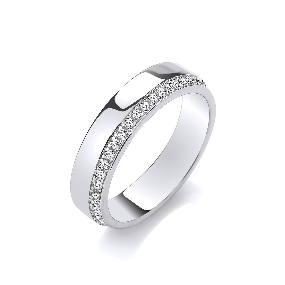Three Quarter ET Ladies Silver Ring