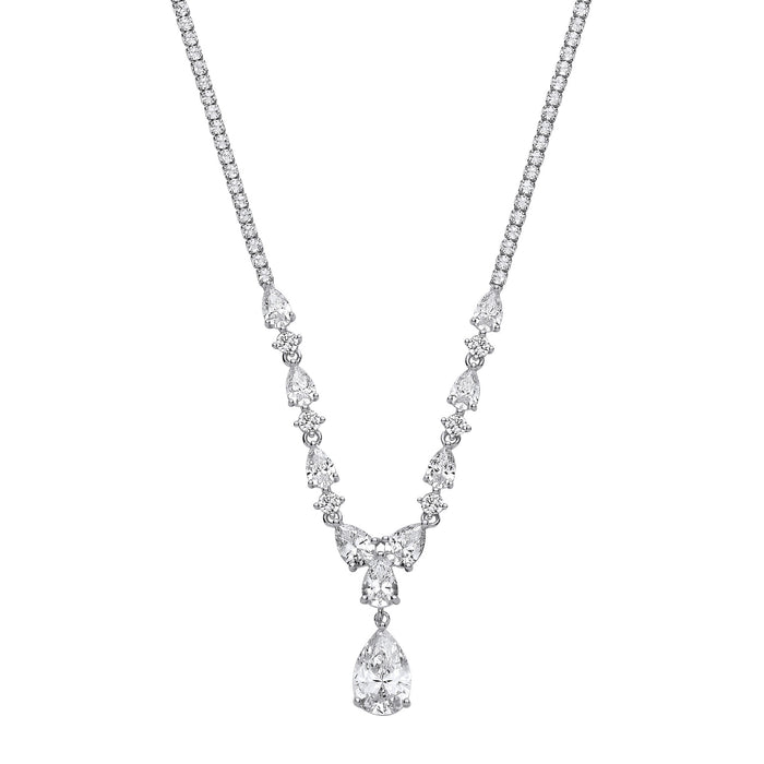 Graduated Pear Cut Tennis CZs Necklace