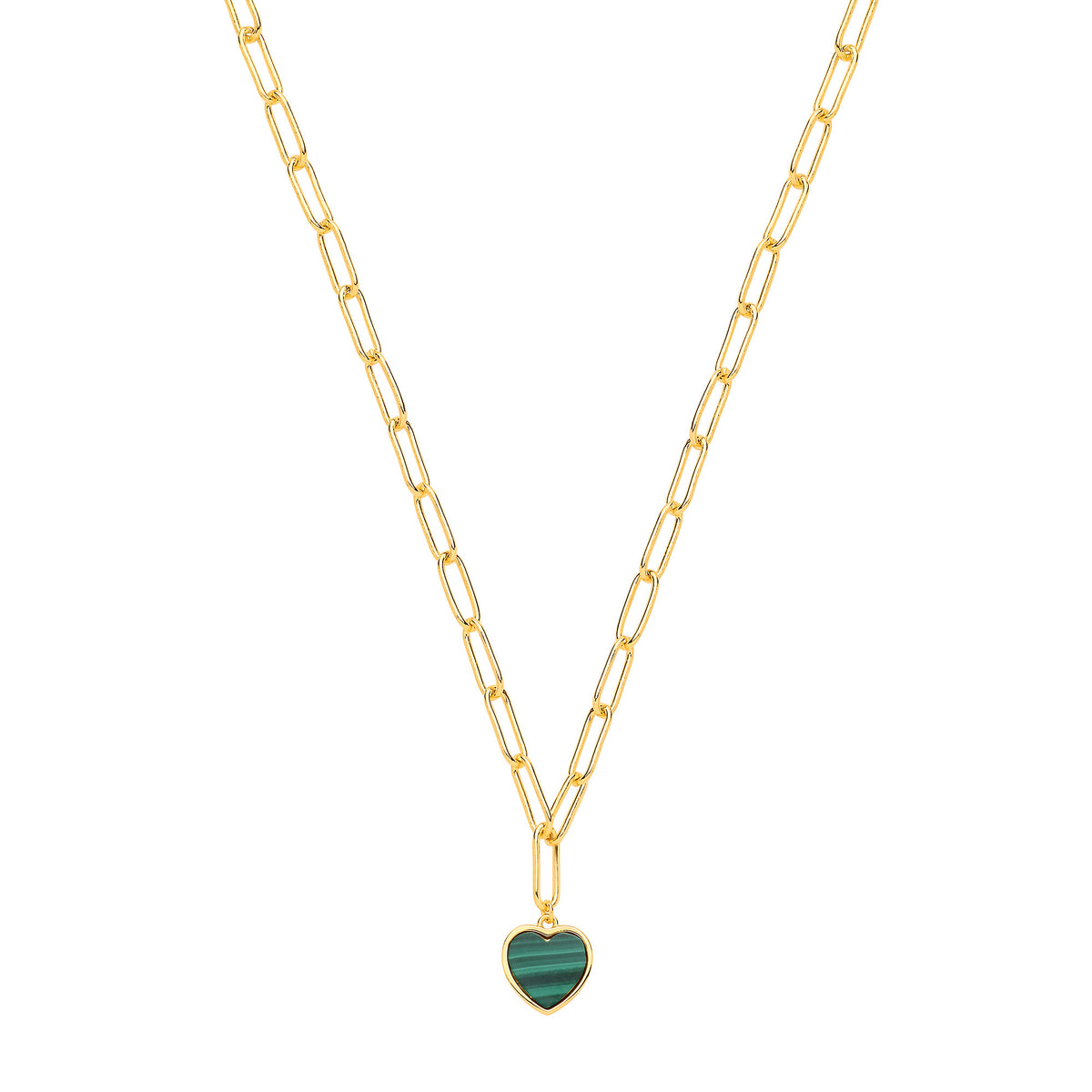 Silver YG Plated Paper Clip Heart Necklace
