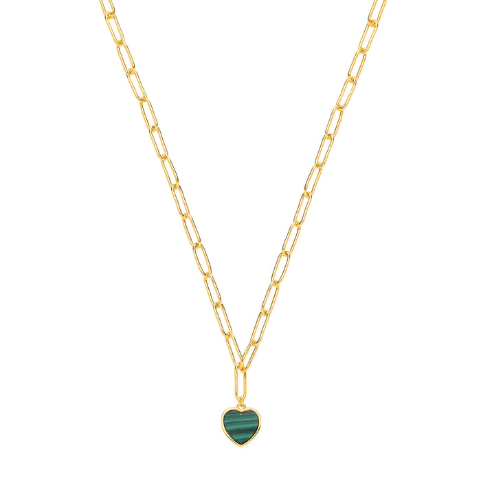 Silver YG Plated Paper Clip Heart Necklace