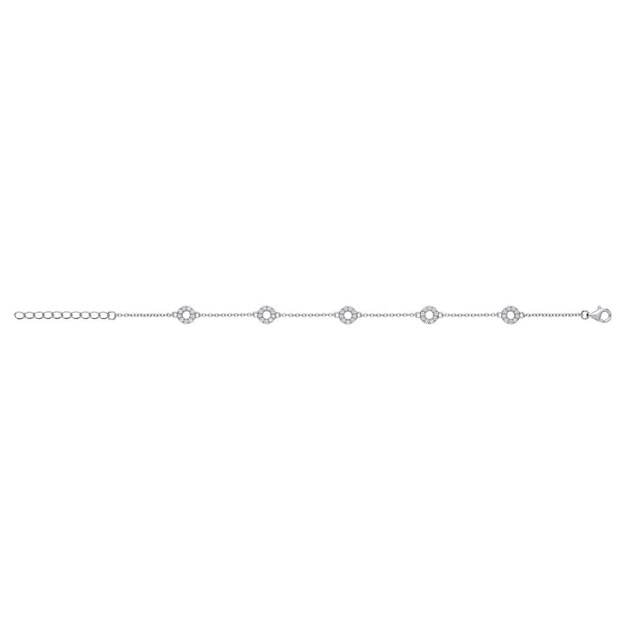 Silver Circles with CZs Ladies Bracelet
