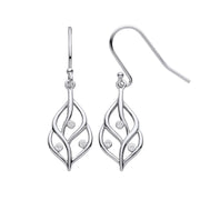 Silver Leaf Earrings with Rubover CZs