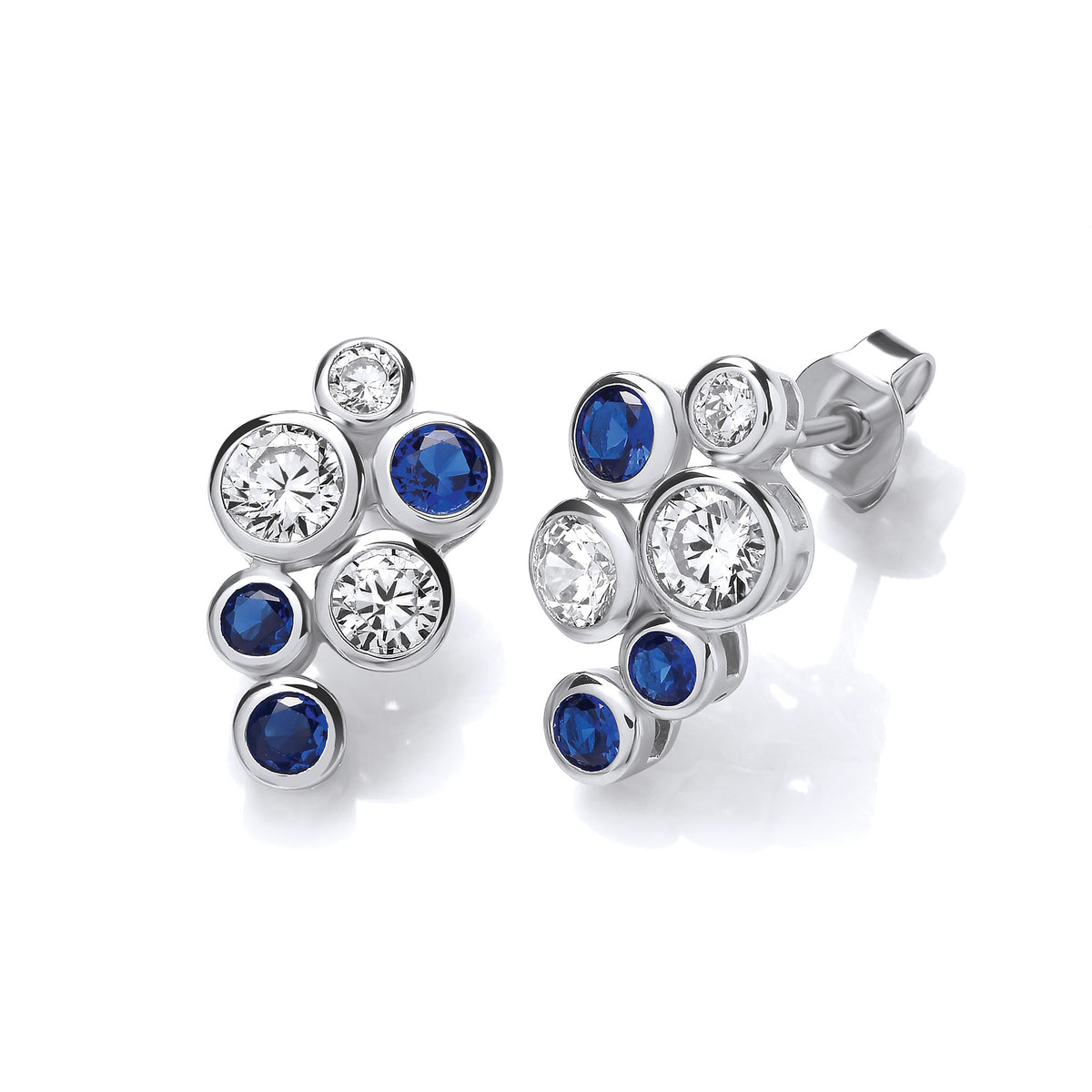 Timeless Style Rubover set Blue & Clear CZ Earrings