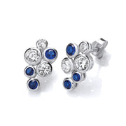 Timeless Style Rubover set Blue & Clear CZ Earrings