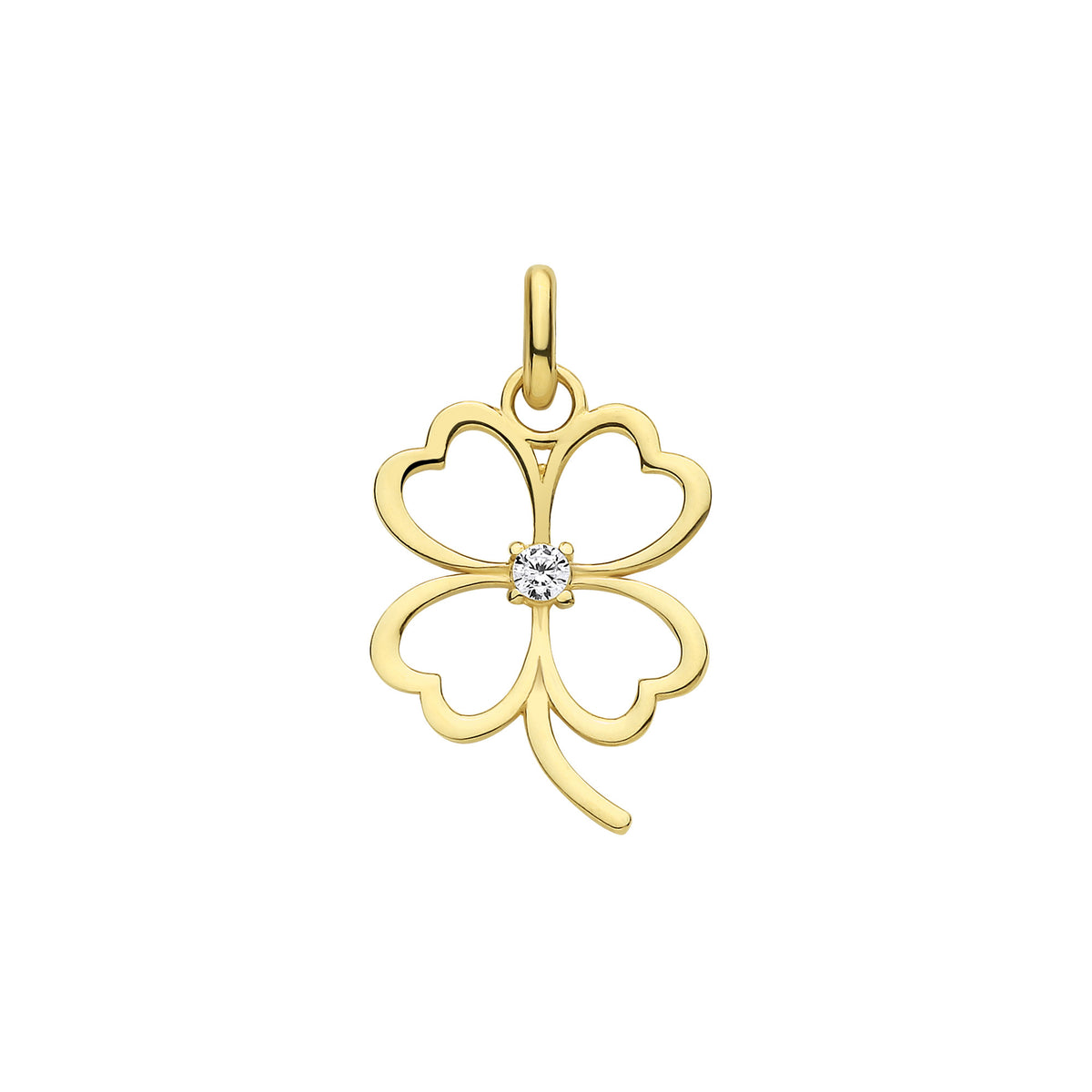 Y/G Four Leaf Clover CZ Pendant