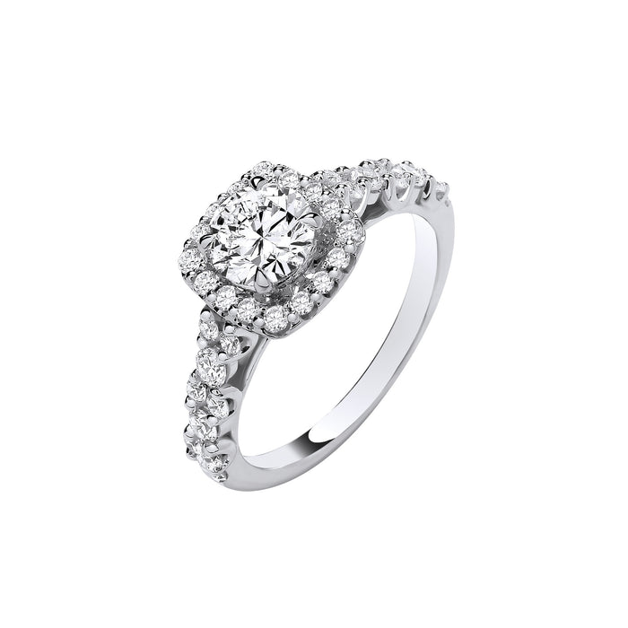 9ct White Gold 1.75ctw Brilliant Cut Halo LAB GROWN Dress Ring IGI Certified