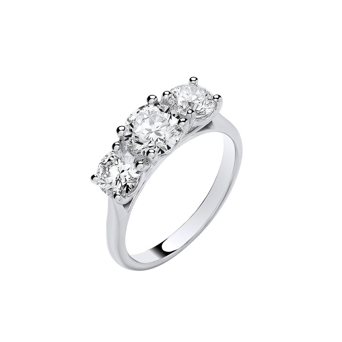 9ct White Gold 2.00ctw Trilogy LAB GROWN Diamond Ring WGI Certified