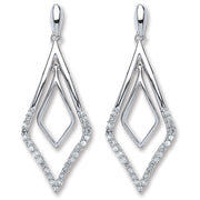 9ct White Gold 0.15ct Dia Drop Earrings