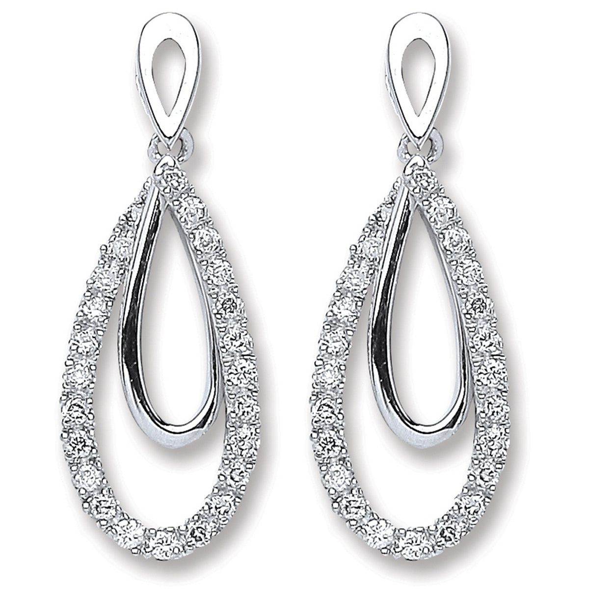 9ct White Gold 0.20ct Dia Drop Earrings