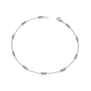 Silver Triple Beaded Ladies Anklet