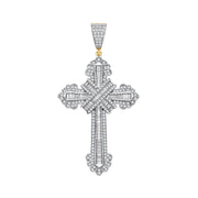 Y/G Large Vintage Style CZs Kiss Cross