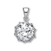 Silver Round Brilliant Cut Cz Pendant