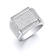 Silver Micro Pave' Cz Gents Ring