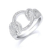Silver Interlink Cz Ring