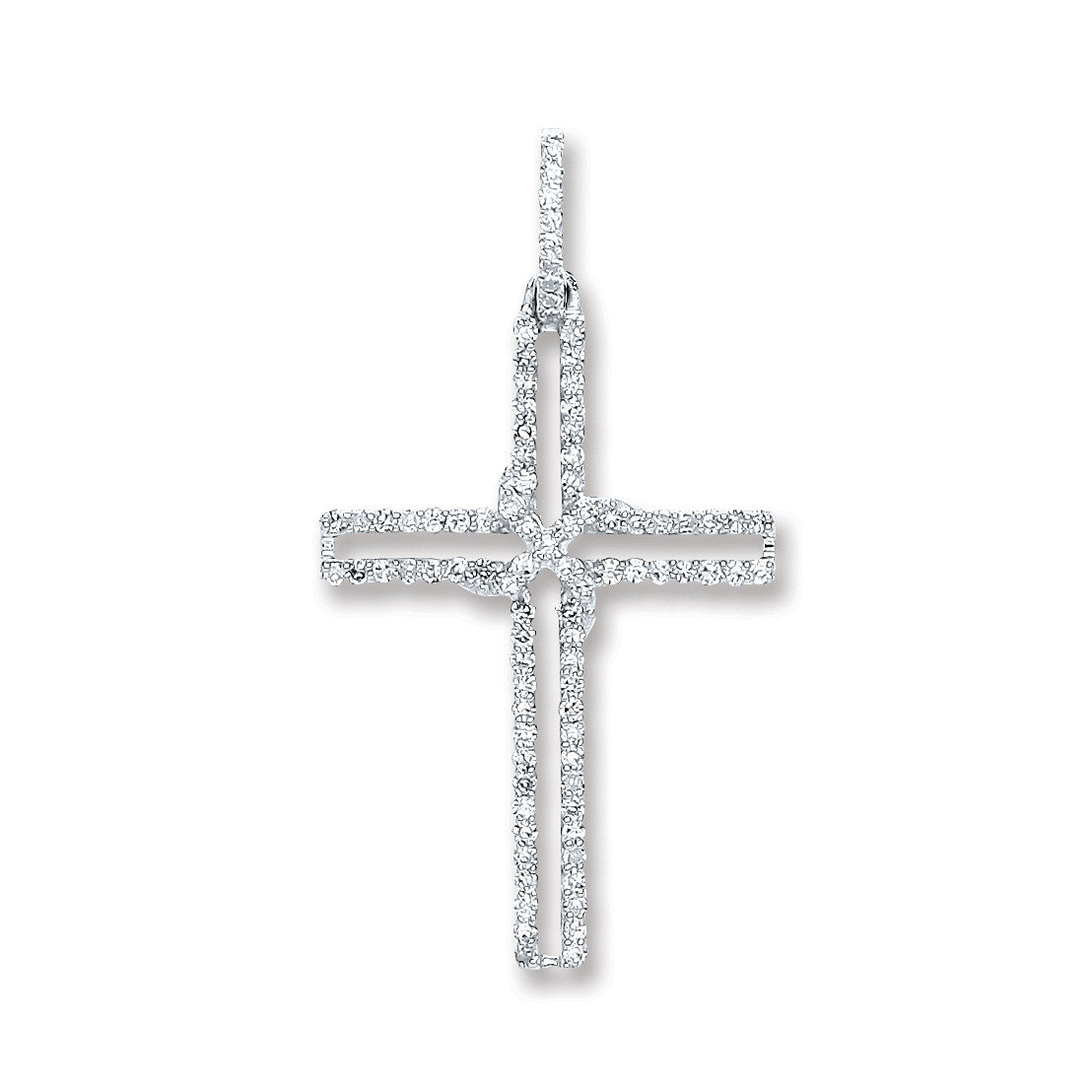 9ct White Gold 0.25ct Diamond Cross Pendant