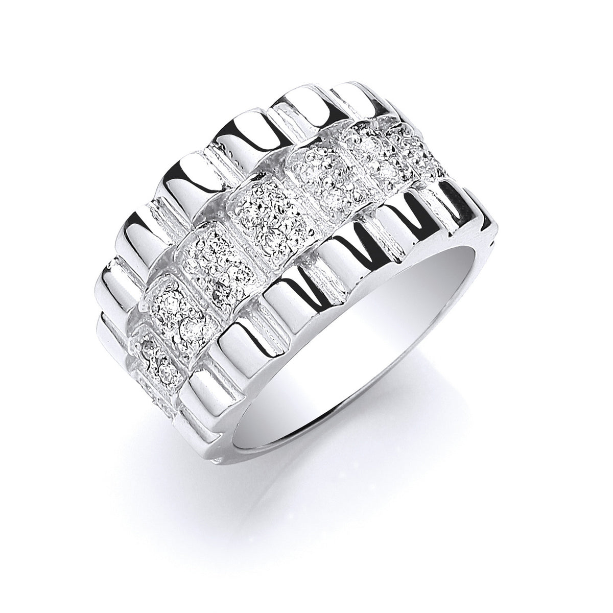 Silver Gents Cz Ring