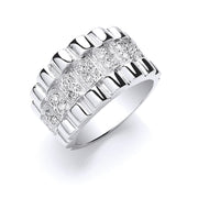Silver Gents Cz Ring