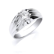 Silver Gents S/S Cz Ring