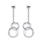 Silver Interlocking Circles Drop Earrings
