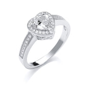 Silver Cz Heart Ring