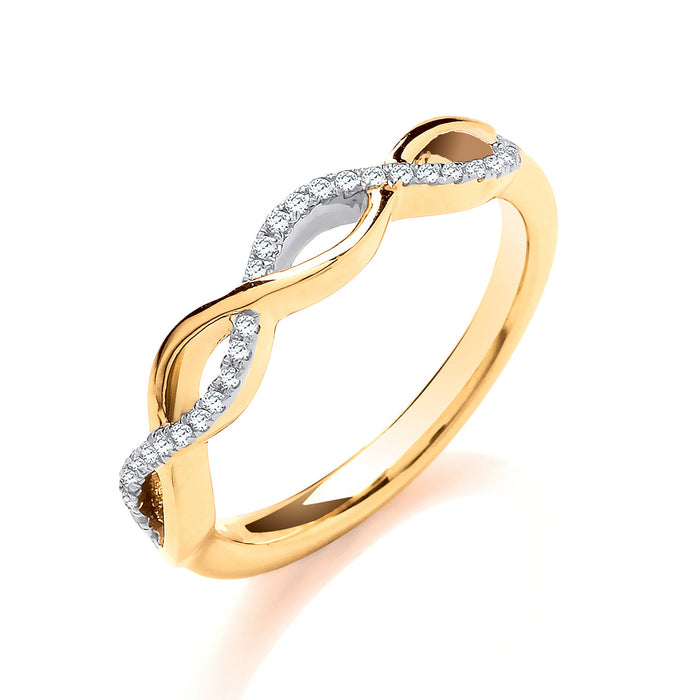 9ct YG 0.10ctw Entwined Diamond Ring