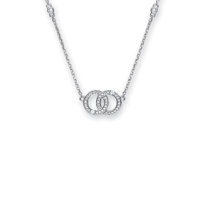 9ct White Gold 0.34ct Diamond Necklace (17in/43cm) Chain
