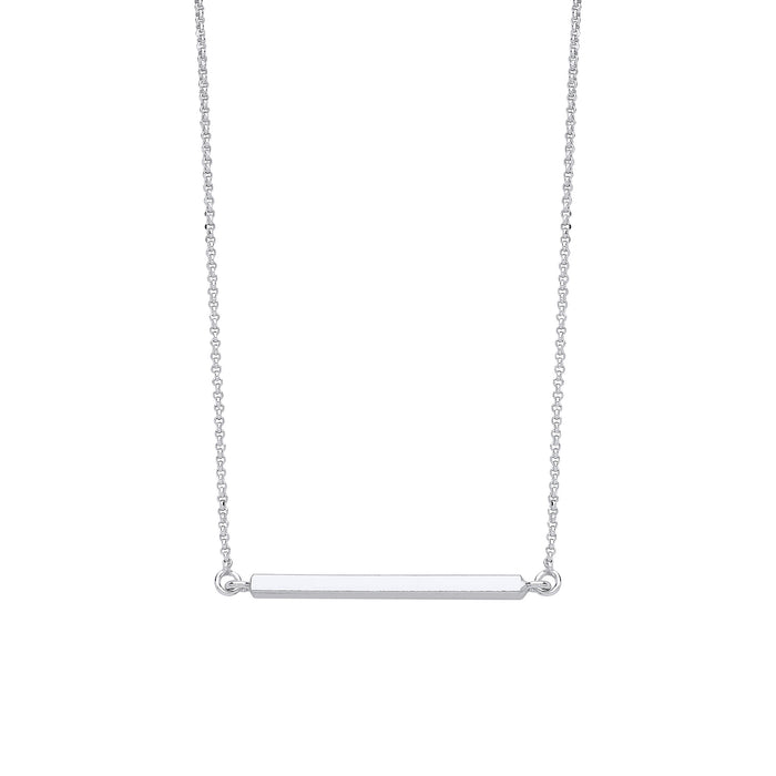Silver Square Tube Bar Necklace