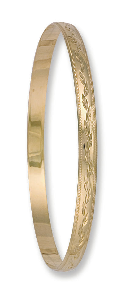 Yellow Gold 5mm D/C D - Shaped Slave Bangle TGC-BN0043