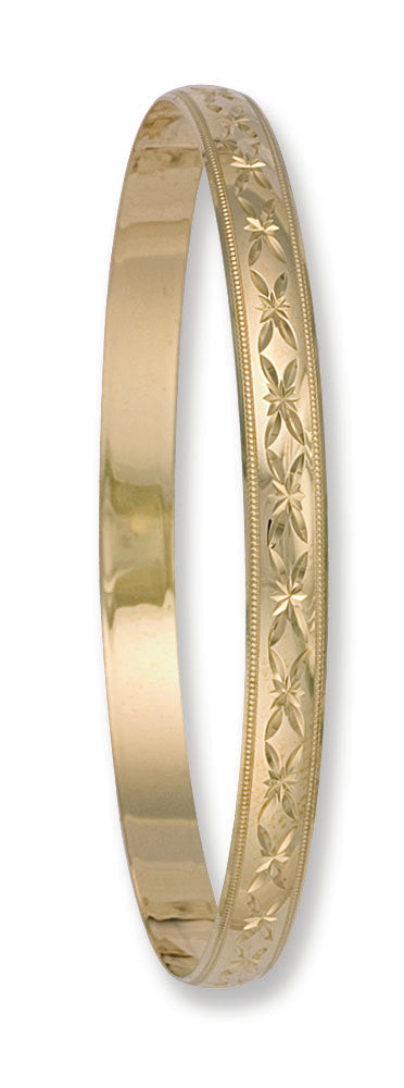 Yellow Gold 6mm D/C D - Shaped Slave Bangle TGC-BN0044