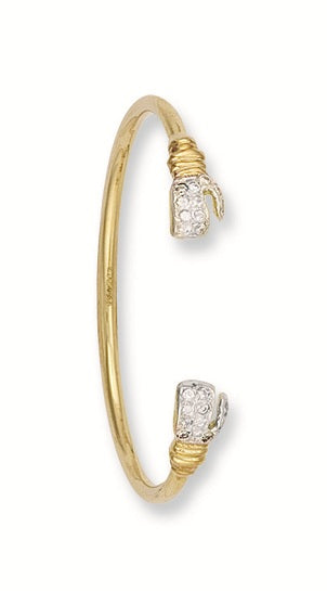 Yellow Gold Baby Cz Boxing Glove Bangle TGC-BN0137